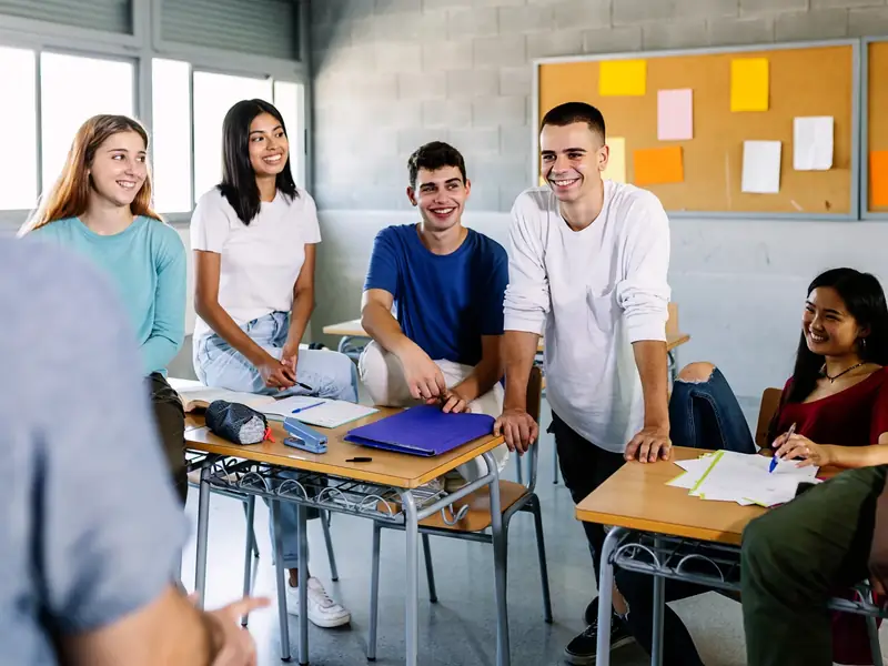 Students gathered in a classroom during a lesson